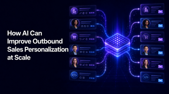 AI outbound sales personalization workflow covering prospect research, message creation, multichannel outreach, response analysis, and CRM updates.